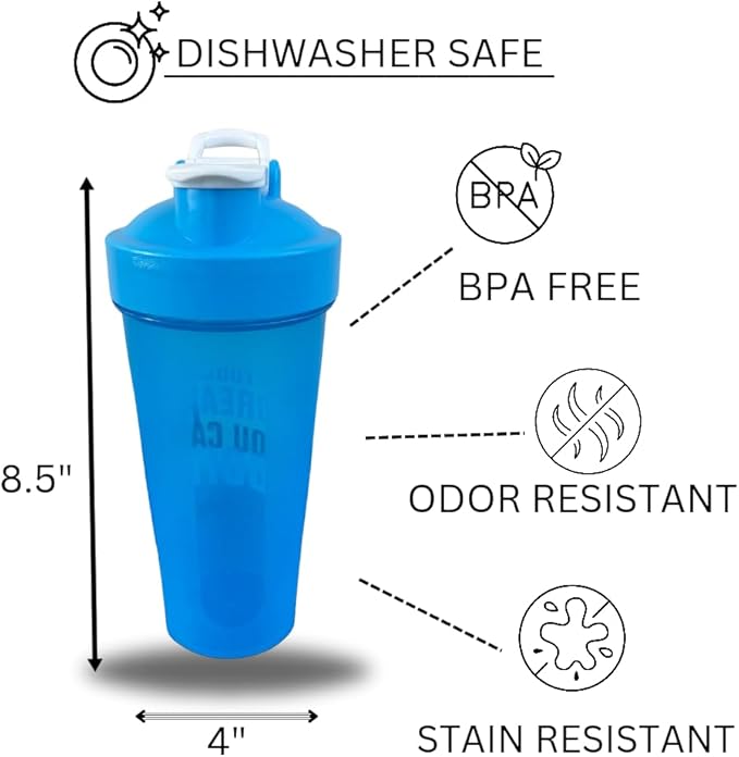 Magiko Blender Shaker Bottles for Protein, 28oz Portable Leakproof Pre-Workout Nutrition Water Bottle, BPA-Free Gym Protein Shaker for Sports & Outdoor Motivational Protein Shaker (Blue Pruple)