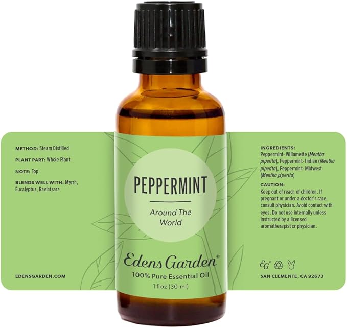 Edens Garden Peppermint Around The World Essential Oil- 100% Pure Premium Grade, Undiluted, Natural, Therapeutic, Aromatherapy, The Best for Diffuser, Candle, Laundry, Humidifiers 30 ml (1 fl oz)