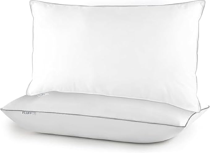 FluffCo Zen Down Alternative Standard Size Pillow with Soft Microfiber Fill - Plush Cloud-Like Comfort for Side & Back Sleepers - Hypoallergenic Bed Pillow for Deep Sleep & Neck Support