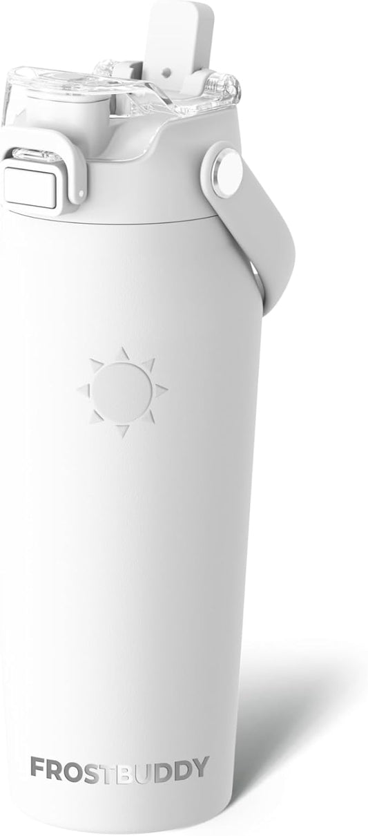 Frost Buddy 16oz Insulated Water Bottle with Straw & Chug Lid | Leak-Proof Stainless Steel | 24-Hours Cold | Sweat-Proof, Cup Holder Friendly | Ideal for Gym, Travel, Sports & Everyday Hydration