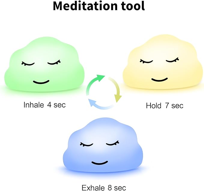 Breathing Lamp Guided Visual Meditation Tool for Mindfulness,Anxiety Relief&Calm Your Mind for Stress&Visual Relaxation and Restful Sleep,478 Seconds Breathing Rate Change 3 Colors,Gift for Kids