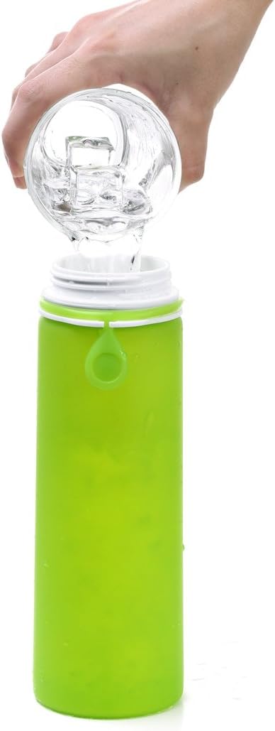 Valourgo Collapsible Water Bottle, Silicone Foldable with Leak Proof Valve BPA Free, Aqua Blue, 21 oz