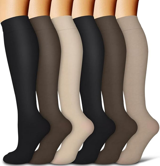 Copper Compression Socks for Women and Men(6 Pairs)-Best Support for Running, Athletic, Nursing, Travel