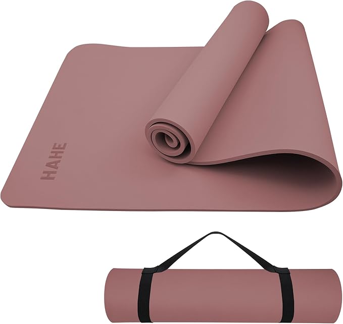 HAHE Yoga Mat Thick (8MM,1/3"), Eco-Friendly POE Non Slip Yoga Mat, High Rebound & Shock Absorption, Anti-Tear & Sweat-Resistant for Yoga, Fitness, Home, Workouts, Large Pilates Mats 72"x24" with Carrying Strap