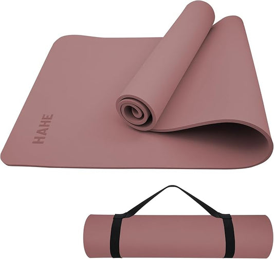 HAHE Yoga Mat Thick (8MM,1/3"), Eco-Friendly POE Non Slip Yoga Mat, High Rebound & Shock Absorption, Anti-Tear & Sweat-Resistant for Yoga, Fitness, Home, Workouts, Large Pilates Mats 72"x24" with Carrying Strap