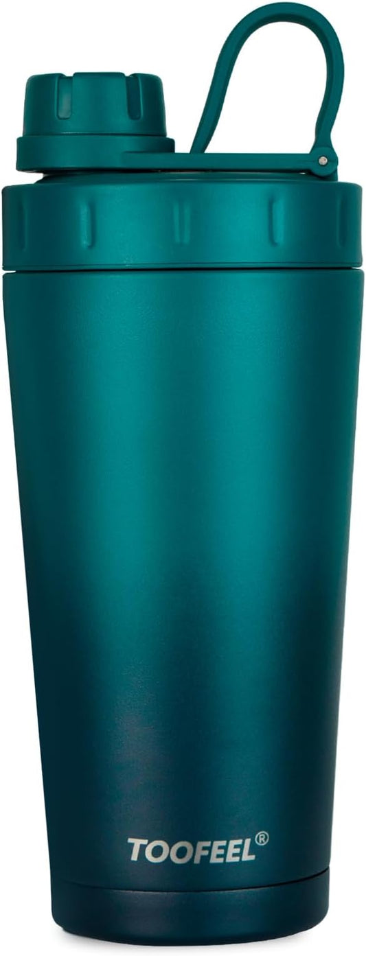 TOOFEEL Protein Shaker Bottle 20 oz - Double Walled Insulated Vacuum Shaker Cups for Protein Shakes, Keeps Cold/Hot, Metal Stainless Steel Water Bottle, Preworkout Gym Shaker Bottle