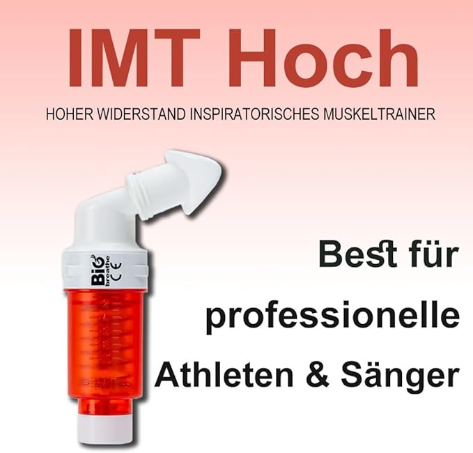 Bigbreathe IMT High(Red) | Inspiratory Muscle Trainer for Better Sports Performance and Ability, Breathing Training Device, Compact and Washable
