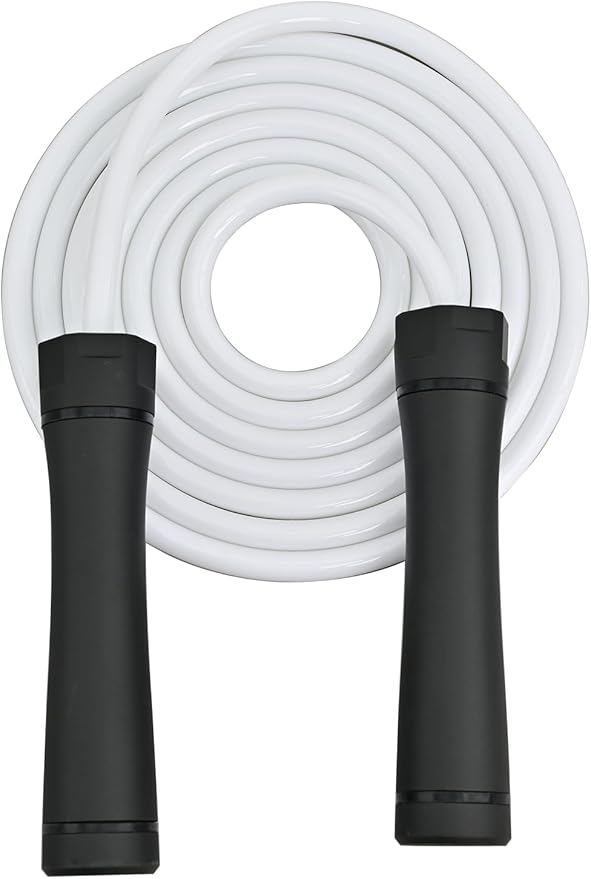 Weighted Jump Rope, 1LB Tangle-Free Ball Bearing Rapid Speed Skipping Rope for Men Women, Adjustable 9mm Cotton & PVC Rope with Alum Handle for Boxing MMA Weight-Loss Athletic Workout Fitness