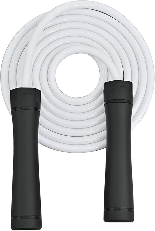 Weighted Jump Rope, 1LB Tangle-Free Ball Bearing Rapid Speed Skipping Rope for Men Women, Adjustable 9mm Cotton & PVC Rope with Alum Handle for Boxing MMA Weight-Loss Athletic Workout Fitness