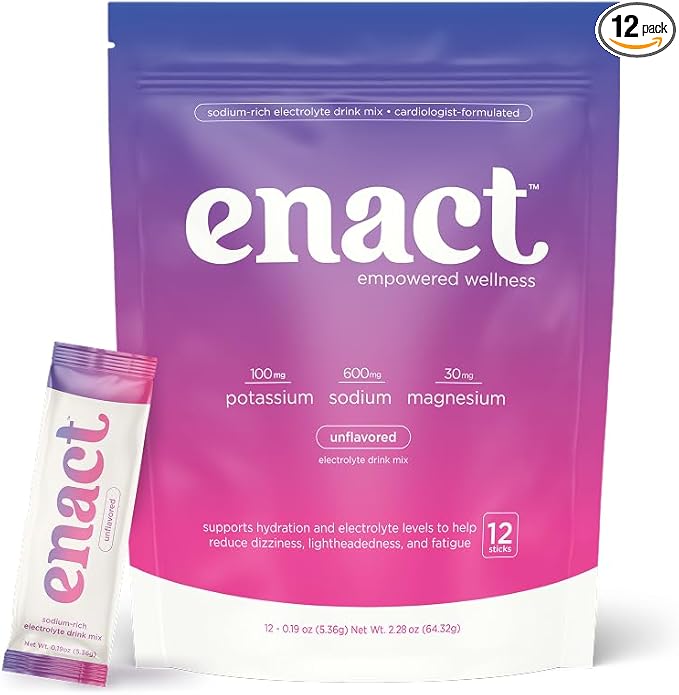 Electrolyte Powder Drink Mix, Doctor-Formulated Electrolytes for POTS Support, High Sodium, No Artificial Sweeteners, 12 Count