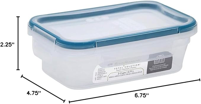 Snapware Total Solutions (10-Pack, 3 Cup) Plastic Food Storage Containers Set, Airtight & Leakproof Locking BPA-Free Lids Tupperware, Freezer Dishwasher Microwave Safe