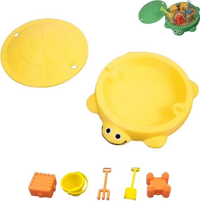 Mini Turtle Sandbox Desk Toy with Mini Tools, Stress Relief Novelty Zen Garden Gift Kit for Adults and Kids, Desktop Decoraccessories for Home and Office, Premium Sand Garden for Desk Kit(Yellow)