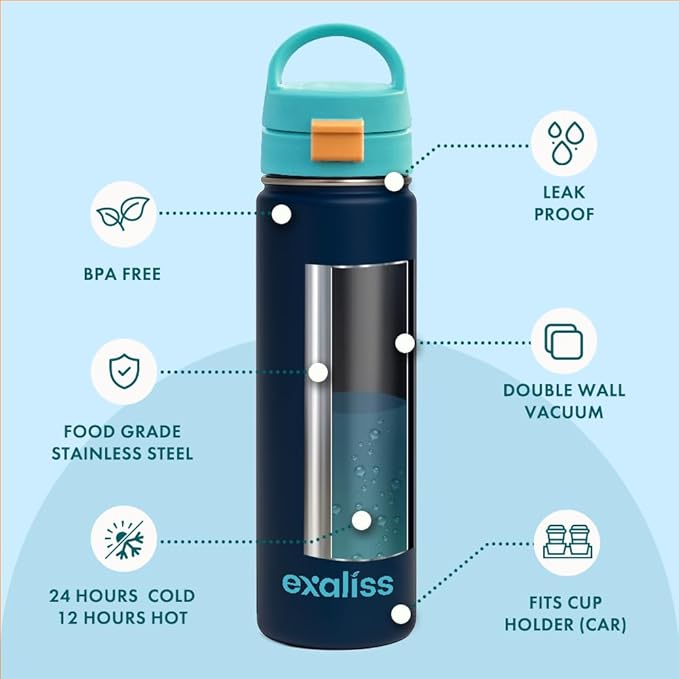 22oz Insulated Stainless Steel reusable hydration Water Bottle with chug lid for sports and healthy lifestyle - leakproof lid, Sweat-proof BPA Free to Keep Beverages Cold or Hot (Blush Pink)