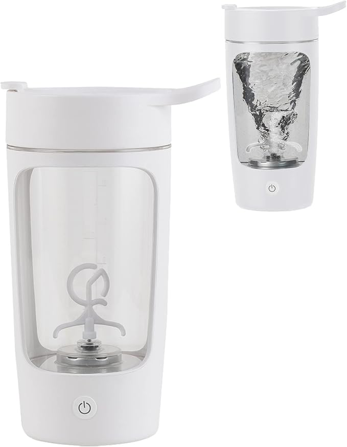 Electric Protein Shaker Bottle, | Tritan | Bpa Free| Blender Bottles 22oz Rechargeable Vortex Portable Mixer, Self Stirring Cup, Auto Mixing Mug For Coffee(White)