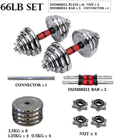 Cast Iron Adjustable Dumbbell Barbell Set (110LB/66LB/44LB), Weight with Connecting Rod 2 in 1 Home Body Workout Exercise Equipment for Men and Woman…