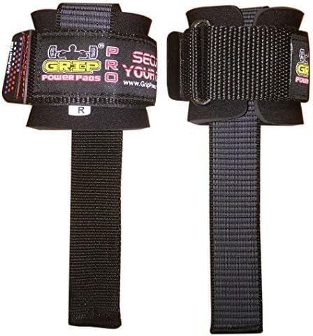 Heavy Duty Lifting Straps Neoprene Padded 1 Pair Wrist Wraps & Rubbery Grip Support Straps with Cotton Coated Rubber on One Side