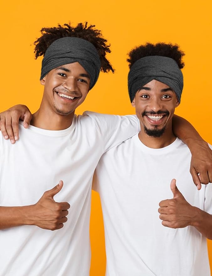 Satin Lined Open Turban Headband Mens Sweatband Sports Headband for Running,Cycling,Basketball,Yoga,Fitness Workout Stretchy Unisex Hairband