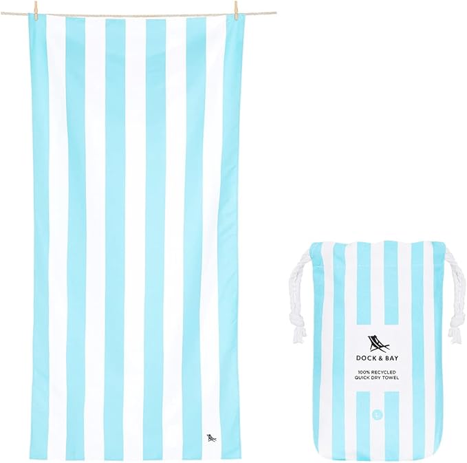 Dock & Bay Beach Towel - Quick Dry, Sand Free - Compact, Lightweight - 100% Recycled - Includes Bag - Cabana - Set of 6 - Extra Large (200x90cm, 78x35)