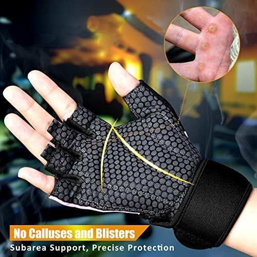 ihuan Breathable Weight Lifting Workout Gym Gloves: Fingerless Exercise Wrist Support | Enhance Palm Protection | Extra Grip for Fitness |Training | Rowing | Pull-ups