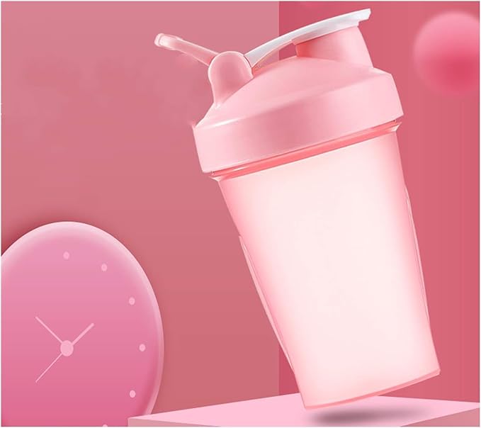 Blender Shaker Bottle w. Classic Loop Top & Stainless Whisk Ball-Perfect for Protein Shakes and Pre Workout-(16oz,Pink)