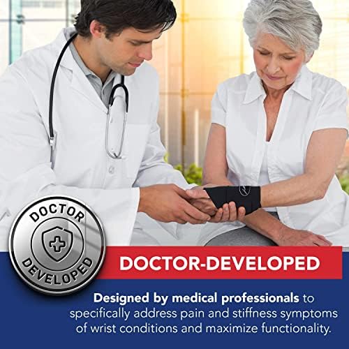 Doctor Developed Wrist Brace, Wrist Wraps for Carpal Tunnel Arthritis, Tendonitis, Hand Support, Ideal for Fitness, Weightlifting - Handbook Included (Wrist Brace 2 Pack)