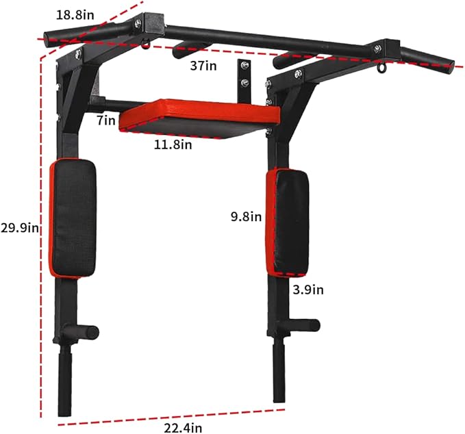 Wall Mounted Pull up Bar Multifunctional Chin up Bar Strength Training Pull-up Bar for Indoor Home Gym Fitness, Supports to 440 Lbs…