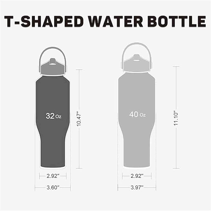 40oz Water Bottle with Powder Coated, Fit in Any Car Cup Holder, Water Bottle with Straw Lids, Stainless Steel Insulated Water Flask Double Wall Leak-proof BPA Free to Keep Cold&Hot