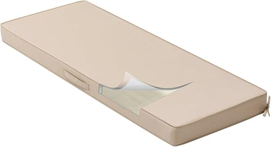 Crestlive Outdoor Bench Cushion 48 x 18 Inch, Waterproof Patio Furniture Cushions, Fade-Resistant Porch Swing Replacement Pad, Adjustable Straps and Handle, Beige