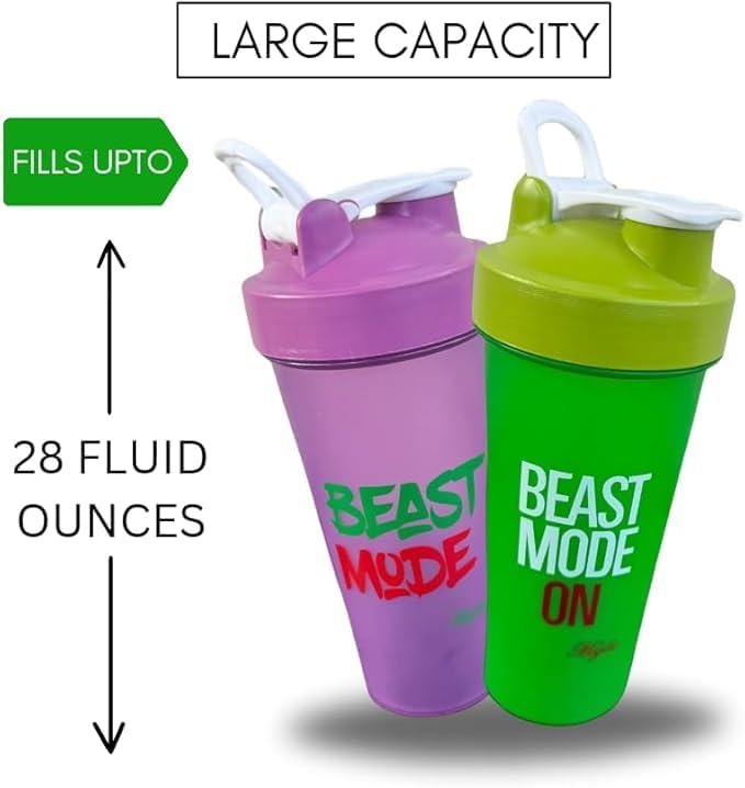 Magiko Blender Shaker Bottles for Protein, 28oz Portable Leakproof Pre-Workout Nutrition Water Bottle, BPA-Free Gym Protein Shaker for Sports & Outdoor Motivational Protein Shaker (Black Purple)