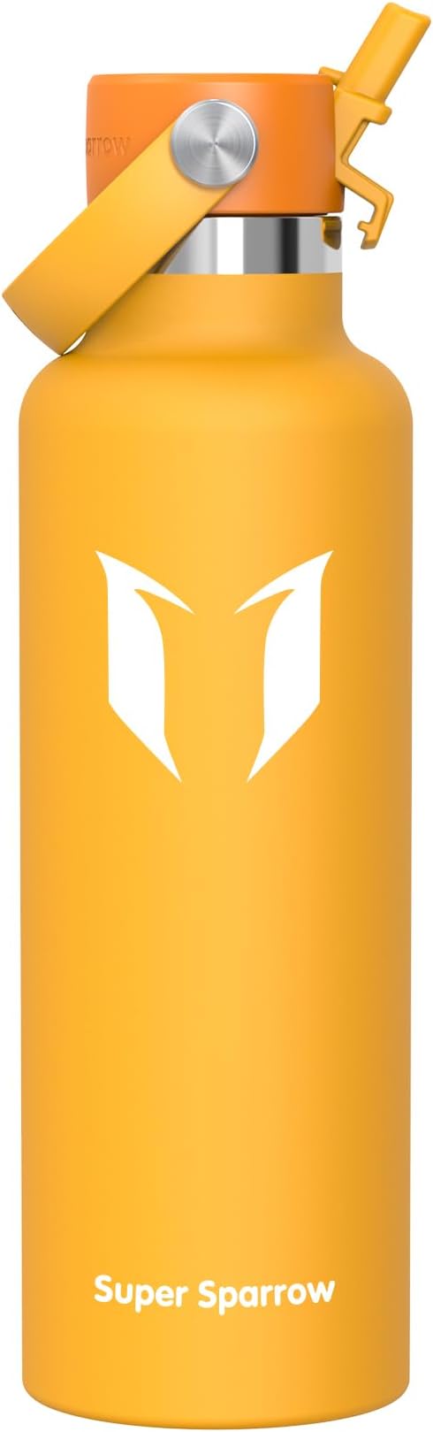Super Sparrow Insulated Water Bottle - 17 Oz / 25 Oz / 32 Oz - Standard Mouth FlipFlow Flask - BPA Free, Leak Proof Drink Bottle- Ergonomic Straw Water Bottles for Work, Gym, Travel, Sports