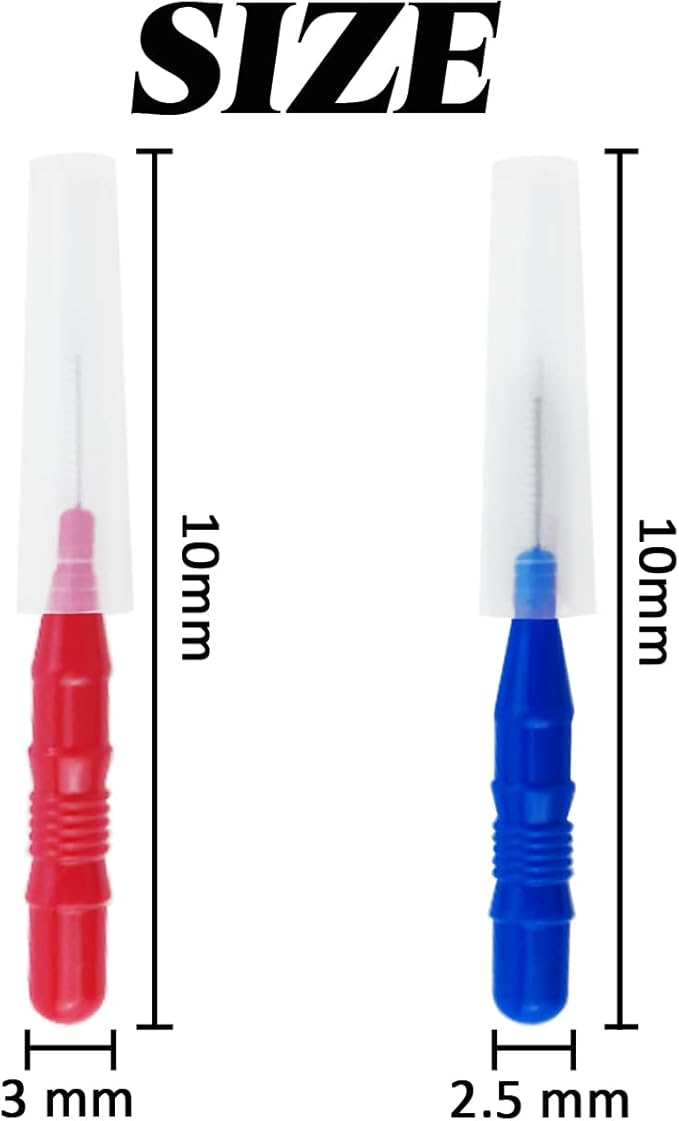 GXXMEI 100PCS Braces Dental Brush Flosser for Cleaner Interdental Brush Toothpick Dental Tooth Flossing Head Oral Dental Hygiene Toothpick Cleaners Cleaning Tool (Red and Blue)