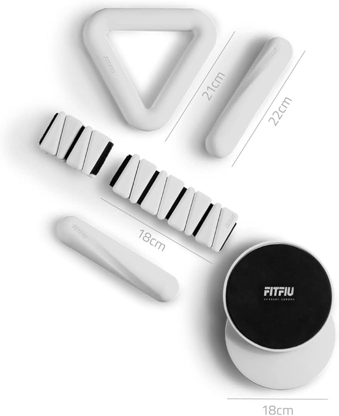 Fitfiu Fitness Pack of 4 Pilates Accessories: 1 Weights 2 Wristbands 2 Dumbbells 2 Dumbbells 2 Sliding Discs 1 Steel Elastic Band in White Silicone