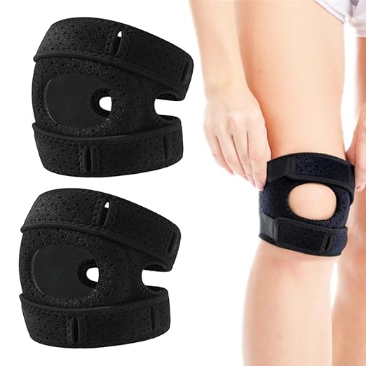 Knee Brace for Women Men Adjustable Knee Support, Knees Pains Relief Brace for Meniscus Tear Knee Pain Arthritis Pain Injury Recoverys Running Workout (2, Black)