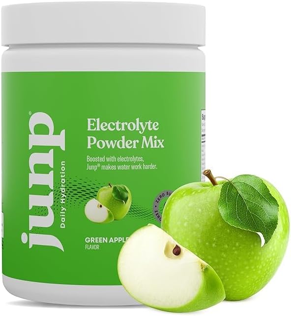 JUNP Electrolytes Powder No Sugar No Carbs – Mouthwatering Green Apple Drink Mix - Potassium & Salt Electrolyte Hydration Powder Zero Calorie Sugar Free Electrolyte Powder, Keto Friendly, 180 Servings