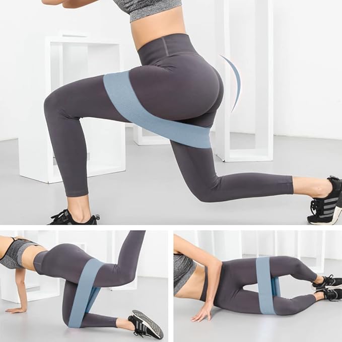 Hatha Yoga Large Resistance Band,14.5" x3.15",Fabric Exercise Loop Bands with Instruction Guide and Carry Bag, Set of 3.