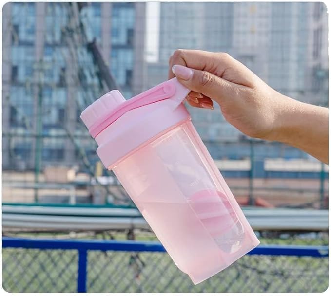 Shaker Bottle in Platinum Gray w. Stylish Mechanic Design(Twist Cap Lockable Anti-Leaking Fixed w. Slim Arm,Large Moden Loop),Strong Body Anti-Drop,Hard 1.77" Plastic Mixer Ball,BPA Free,16 OZ/ 500 ML