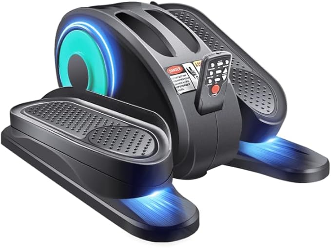 ESL Under Desk Elliptical - Portable Leg Exerciser with Pedal Strap for Seniors, Compact Seated Elliptical with Remote Control, LCD Display Electric Elliptical Trainers for Home