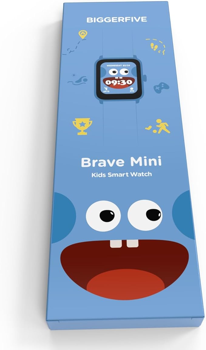 BIGGERFIVE Smart Watch for Kids Without APP, Fitness Tracker Watch Pedometer, Heart Rate, 5ATM Waterproof, Sleep Monitor, Calorie Step Counter, Games, Alarm Clock for Boys Girls 5-14, Porous Blue