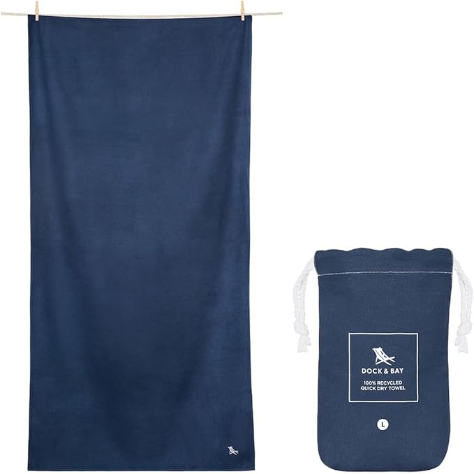Dock & Bay Beach Towel - Quick Dry, Sand Free - Compact, Lightweight - 100% Recycled - Includes Bag - Set of 6 - Essentials, Large (160x90cm, 63x35)