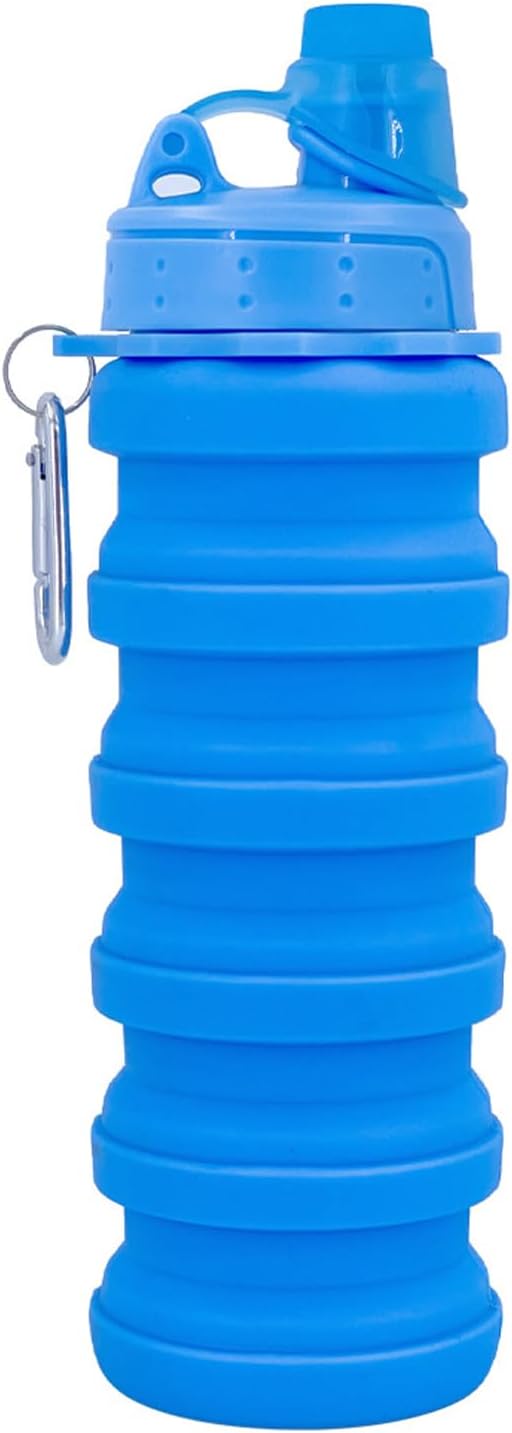 Collapsible Water Bottles Travel water bottle Sports Portable Sport Water Bottle Reusable Water Bottles comes with mountaineering Buckle 500ml silicone Water-proof camping water bottle
