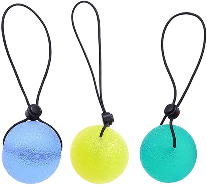 3pcs Silicone Grip Strengthening Balls for Grip Strength Exercise Squeeze Balls with Elastic String Decompression Toys Stress Relief Arm Exercise Equipment