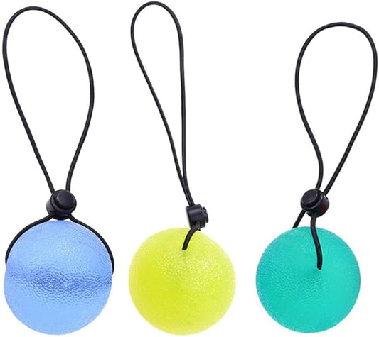 3pcs Silicone Grip Strengthening Balls for Grip Strength Exercise Squeeze Balls with Elastic String Decompression Toys Stress Relief Arm Exercise Equipment