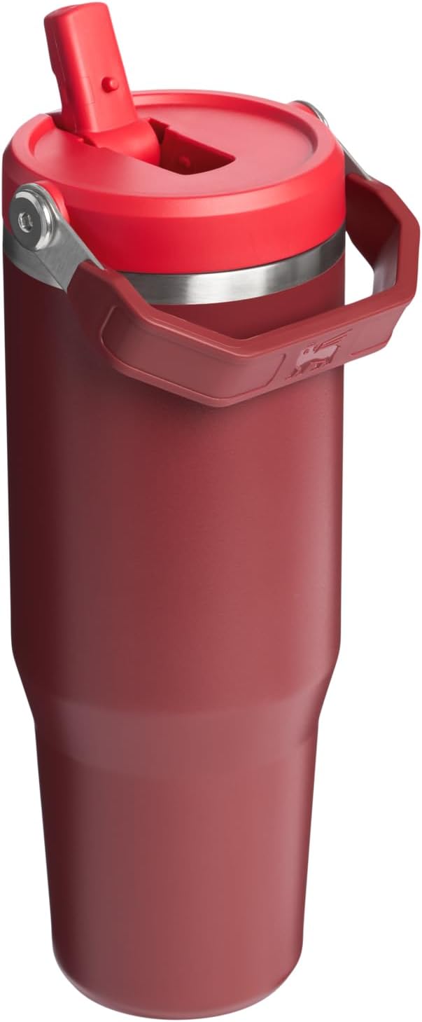 Stanley IceFlow 2.0 Flip Straw Tumbler with Handle 30 oz | Twist On Lid and Flip Up Straw | Leak Resistant Water Bottle | Insulated Stainless Steel | BPA-Free | Cranberry