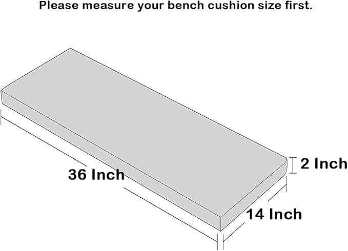 Loveboat Washable Bench Cushion, Non-Slip Bench Pad for Shoe Storage, Window, Piano, Dining 36"x14"x2" Milky White