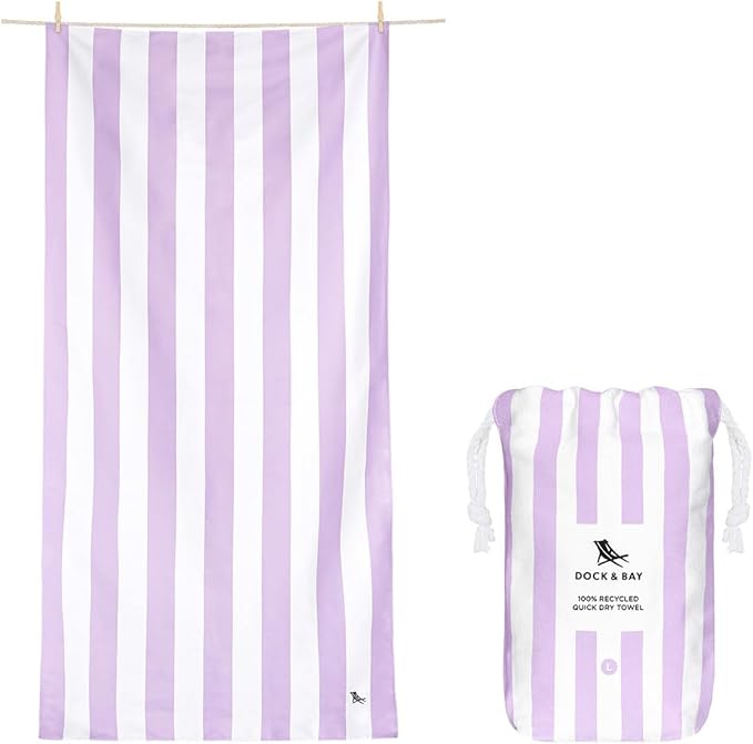 Dock & Bay Beach Towel - Quick Dry, Sand Free - Compact, Lightweight - 100% Recycled - Includes Bag - Set of 4 - Pretty in Pink, Large (160x90cm, 63x35)