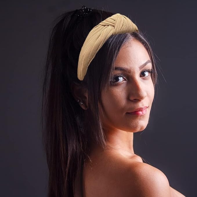 Madison Tyler Headbands for Women | Fashion Boho Headbands Top Knotted With Rhinestones Elastic Workout Hairbands | Outdoor and Party Headbands for Women Non Slip. (Blush)