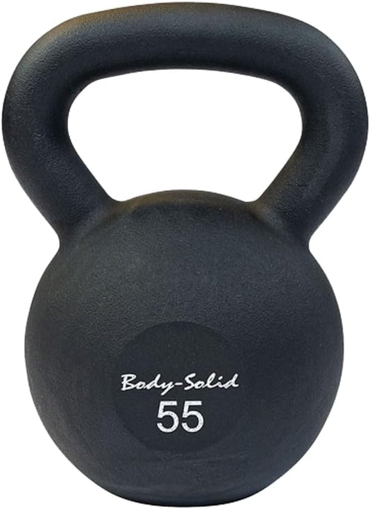 Body-Solid Matte Black Powder Coat Kettlebell with Kettle Grip Handle, Perfect Kettlebells for Weight Training and Core Workout Exercise Equipment
