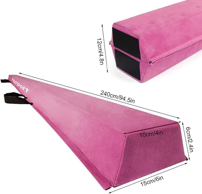 FBSPORT 8ft/6ft Balance Beam: Folding Floor Gymnastics Equipment for Kids Adults,Non Slip Rubber Base, Gymnastics Beam for Training, Practice, Physical Therapy and Professional Home Training