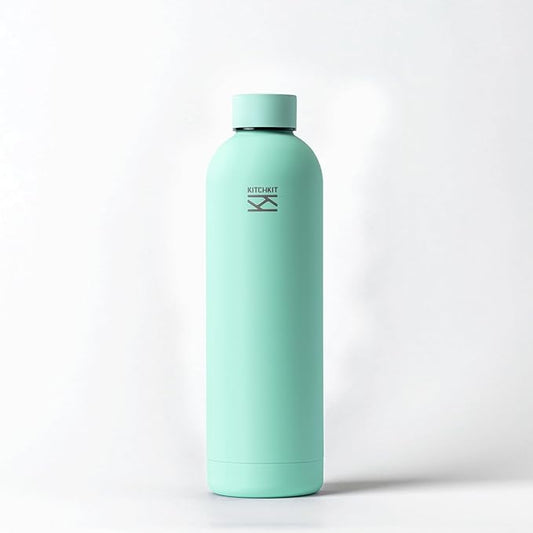 Insulated Stainless Steel Water Bottle 25oz/750ml Vacuum Flask, Leak-Proof Lid, Hot & Cold Retention, Minimalist White Design, Reusable Eco Bottle (Alpine Aqua)