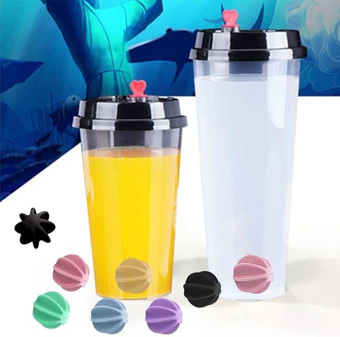 6 Color Pack Plastic Whisk Mixer Replacement (Pink/Green/Purple & Black/Gray/Blue) for Blender Shaker Bottle,Large 1.77",Strong for Well Blending & Long Term Use,Easy to Clean,Food Grade Microwaveable